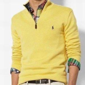 Polo Ralph Lauren Quarter Zip Sweater XL Mustard Color